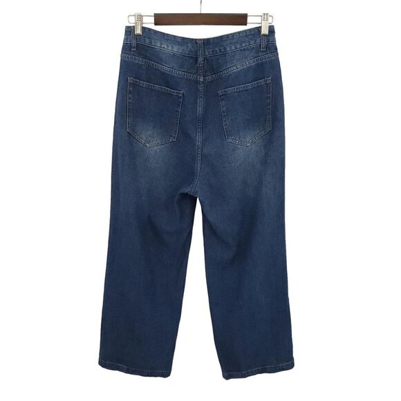 GREAT SMOKY Jeans Women Juniors 9 Wide Leg Crop Relaxed High Rise Button Fly NEW - Picture 2 of 6